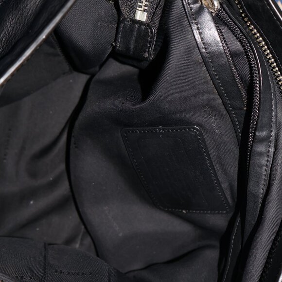 Coach Black Leather Signature Logo Charm Inner Pocket Zipper Crossbody Handbag - Picture 5 of 13